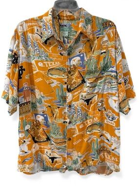 Vintage 90s Reyn Spooner UT Longhorns Hawaiian Shirt Orange NCAA Football